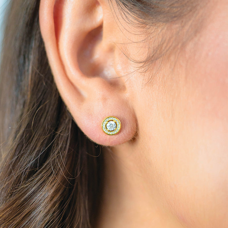 Premium Halo Earrings with Cubic Zirconia