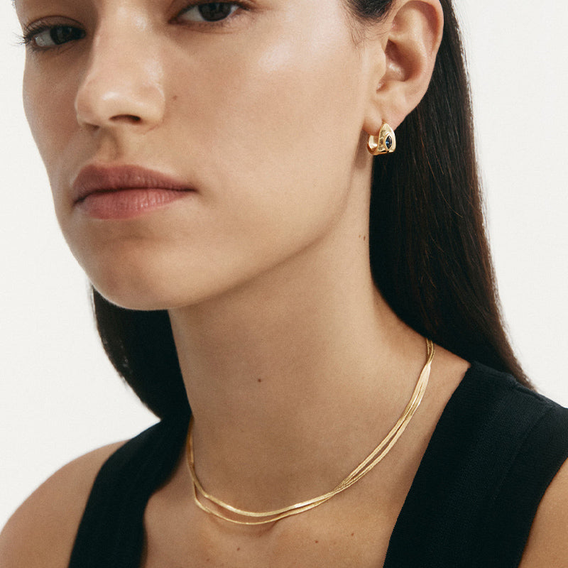 Premium Herringbone Chain Necklace - 18K Gold Plated