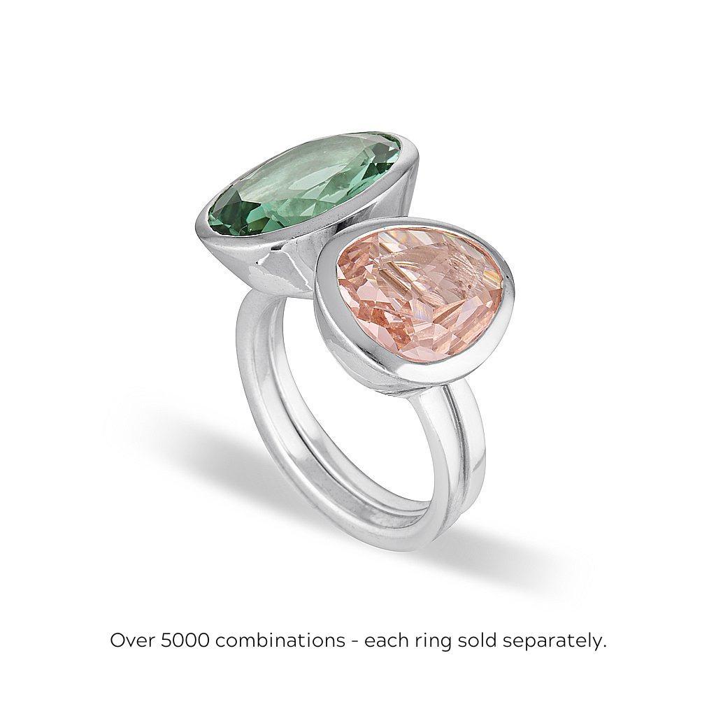 Premium Sterling Silver Lemon Quartz Stacker Ring - Elegant Oval Cut