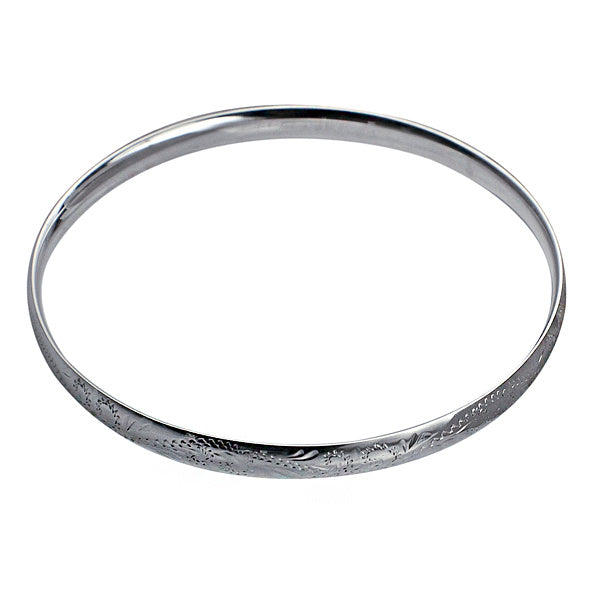 Premium 7MM Engraved Comfort Fit Silver Bangle
