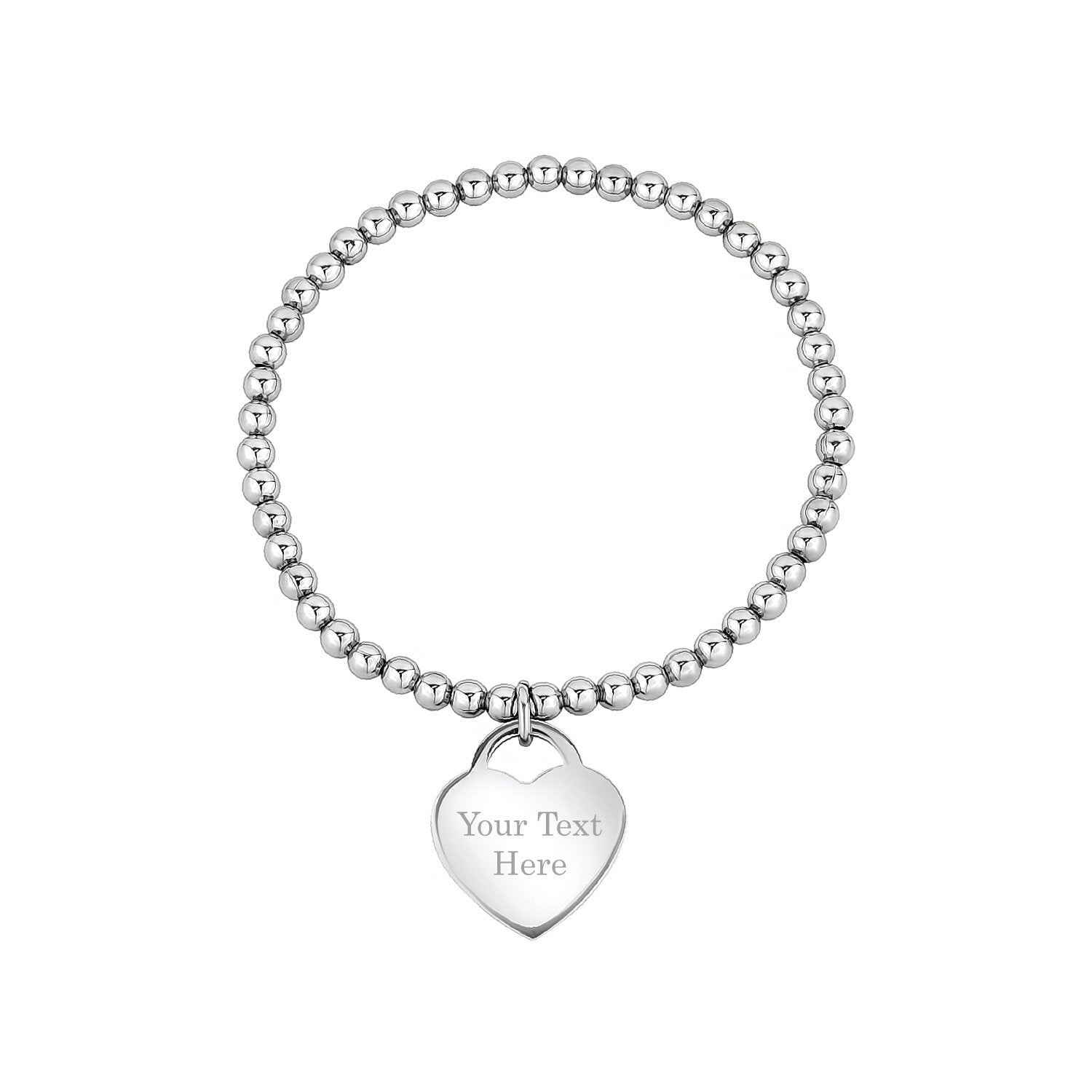 Premium Personalized Heart Charm Stretch Bracelet