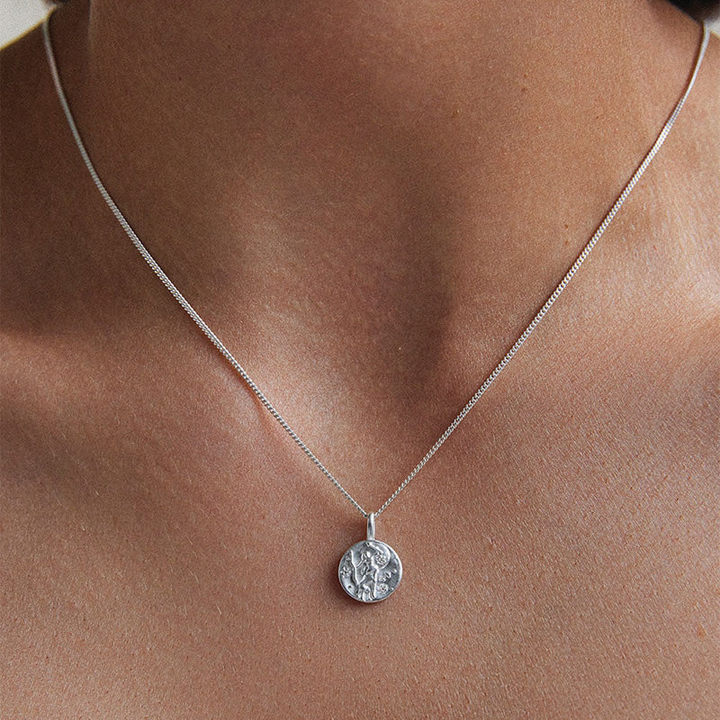 Premium Sagittarius Zodiac Silver Charm Necklace