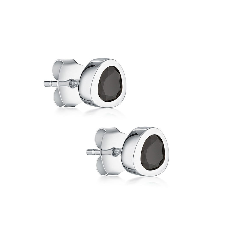 Premium Sterling Silver Black Agate Celebration Stud Earrings