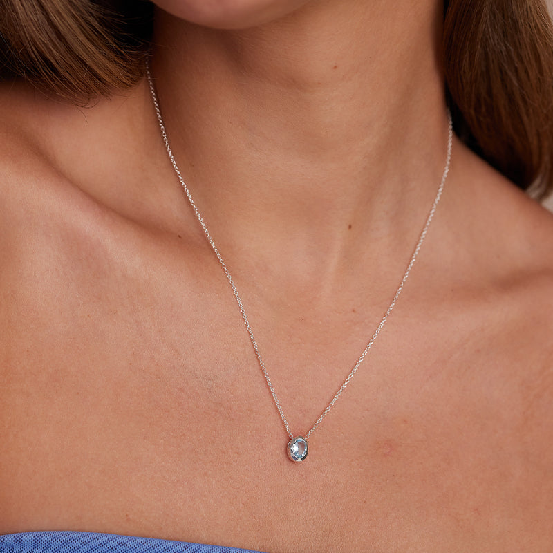 Premium March Aquamarine Birthstone Necklace - Timeless Elegance