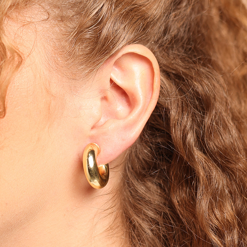 Premium SOL HOOPS - Yellow Gold Chunky Hoop Earrings