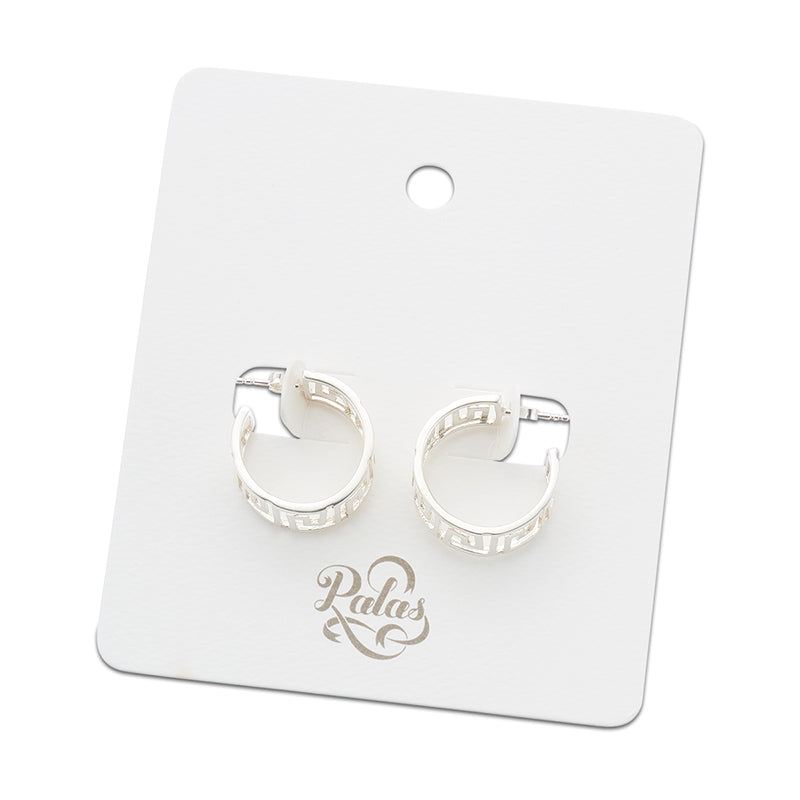 Premium Greek Silver Key Hoop Earrings