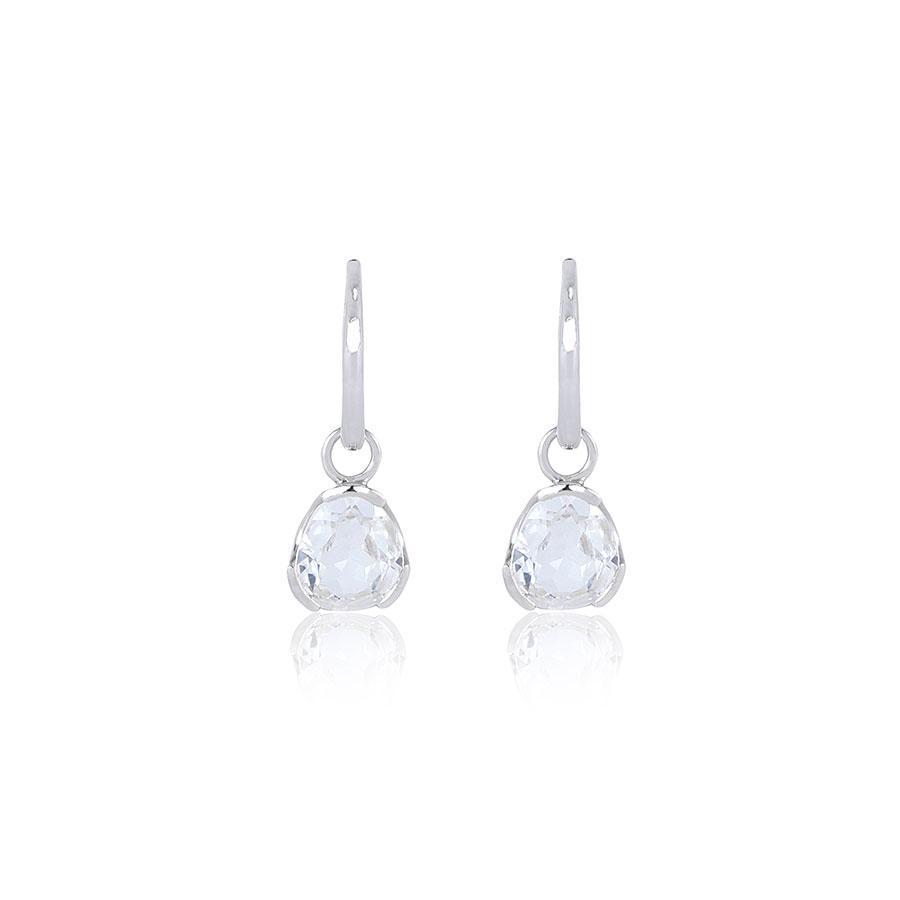 Premium Sterling Silver Hoop Earrings with Detachable White Sapphire Drop