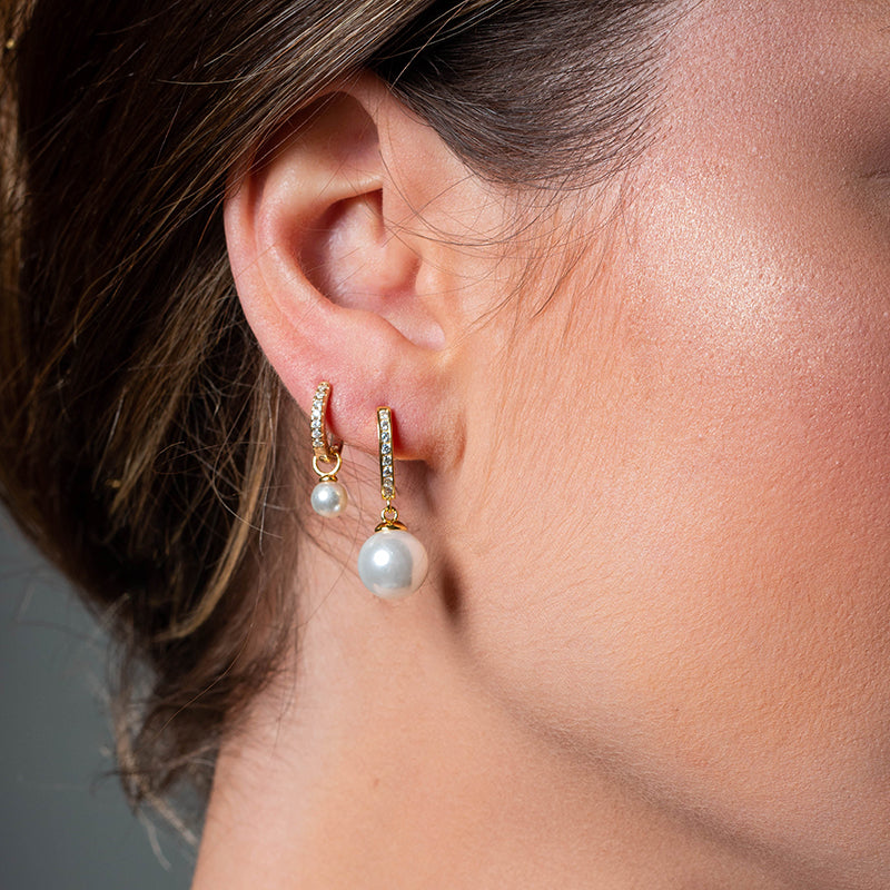 Premium Elegance Hoop Earrings with Pearl Drop