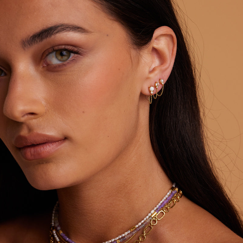 Premium October Opal Birthstone Stud Earrings