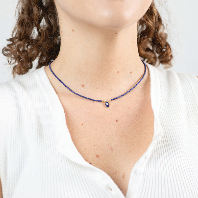 Premium Beaded Hamsa Hand Necklace - Ultimate Protection & Style