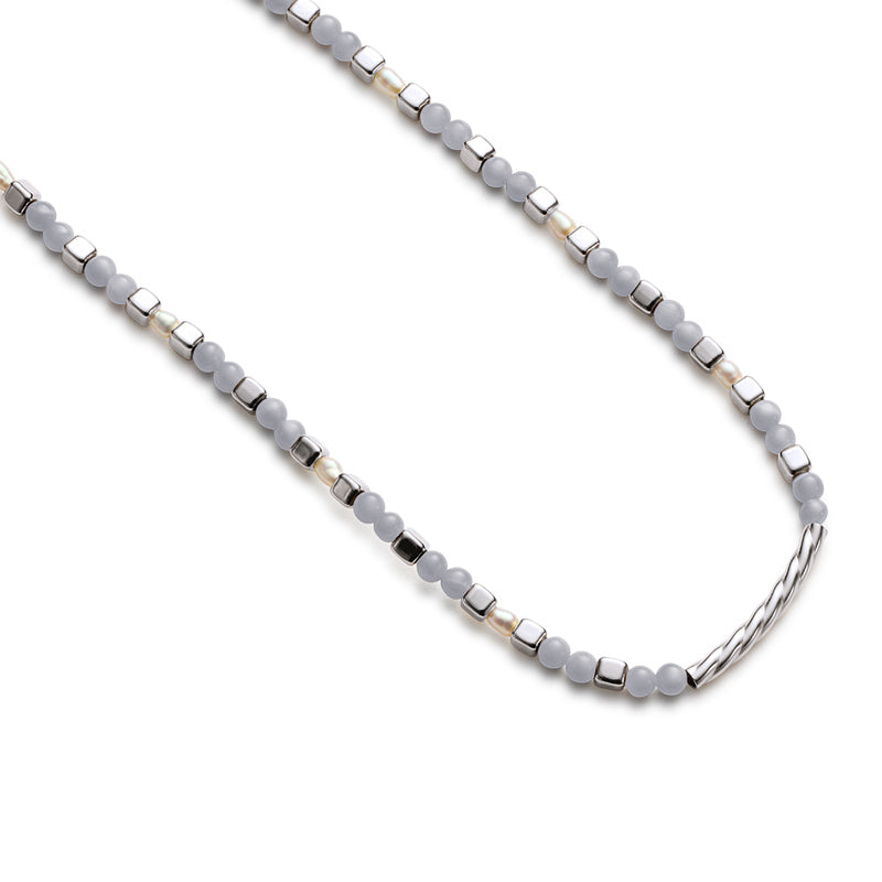 Premium Blue Lace Agate Beaded Necklace - Ultimate Tranquility & Style