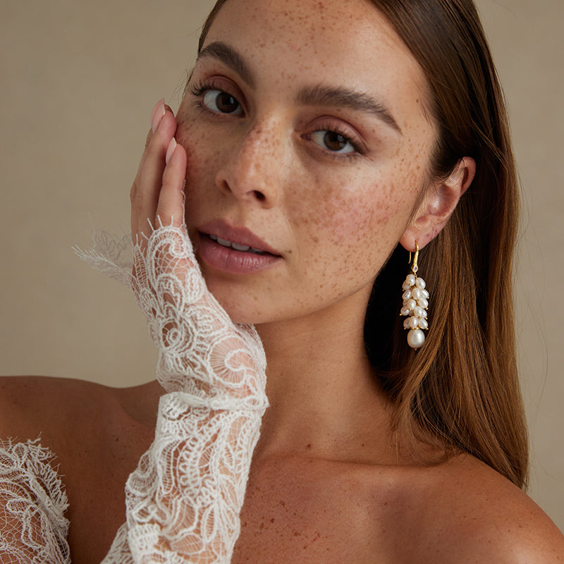 Premium Adeline Baroque Pearl Cluster Earrings