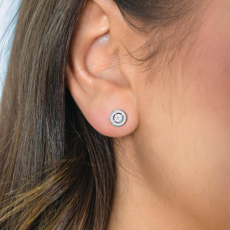Premium Halo Earrings with Cubic Zirconia
