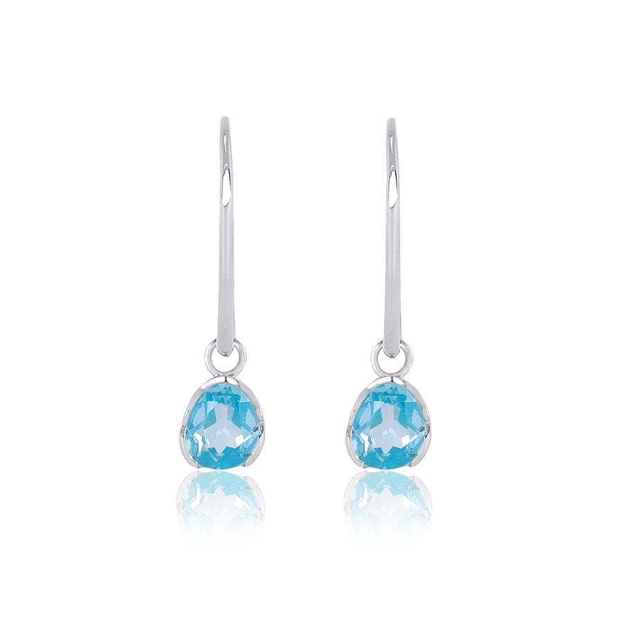 Premium Sterling Silver Gemdrop Hoops - Blue Zircon | Ultimate Protection & Style