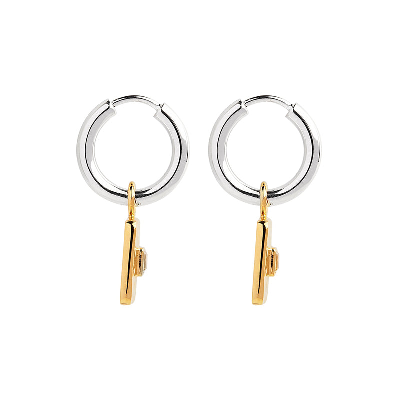 Premium TRIBUTE HUGGIES Earrings - Elegant Sterling Silver with Gold Plated Pendant
