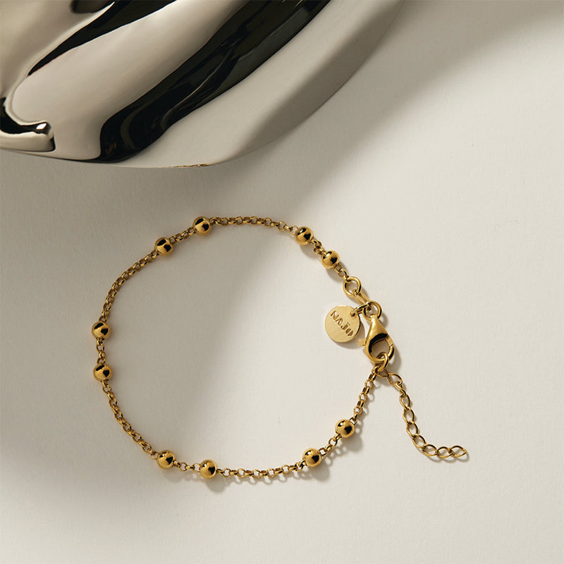 Premium Mattina Single Bracelet - Elegant Gold-Plated Chain with Dew Drops