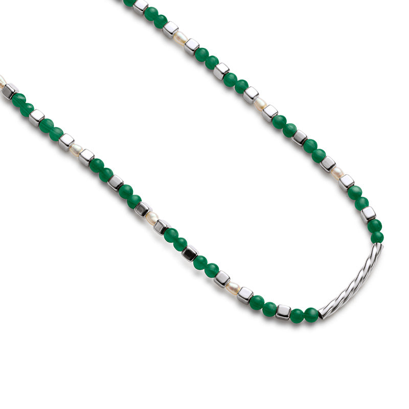 Premium Malachite & Pearl Beaded Necklace - Emotional Healing Jewelry