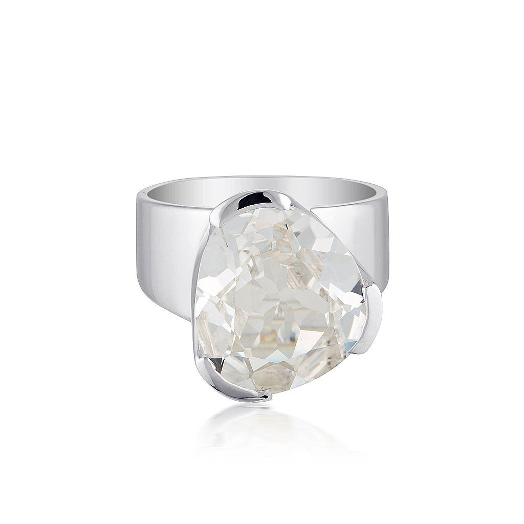 Ultimate Sterling Silver White Sapphire Cocktail Ring - Premium Handcrafted Jewelry