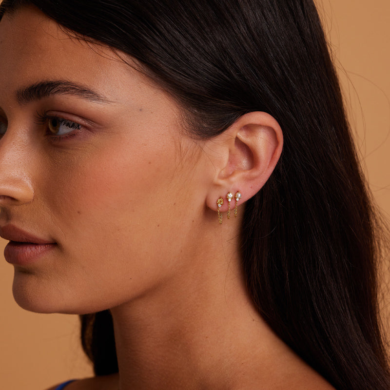 Premium November Citrine Birthstone Stud Earrings