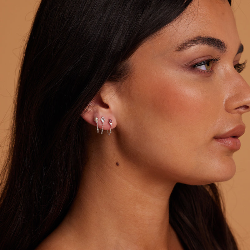 Premium July Ruby Birthstone Stud Earrings