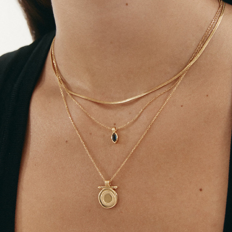Premium Herringbone Chain Necklace - 18K Gold Plated