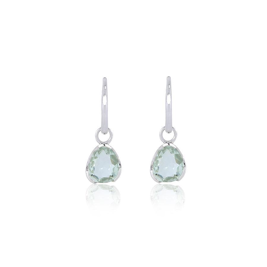 Premium Sterling Silver Hoops with Detachable Mint Amethyst Gemstone