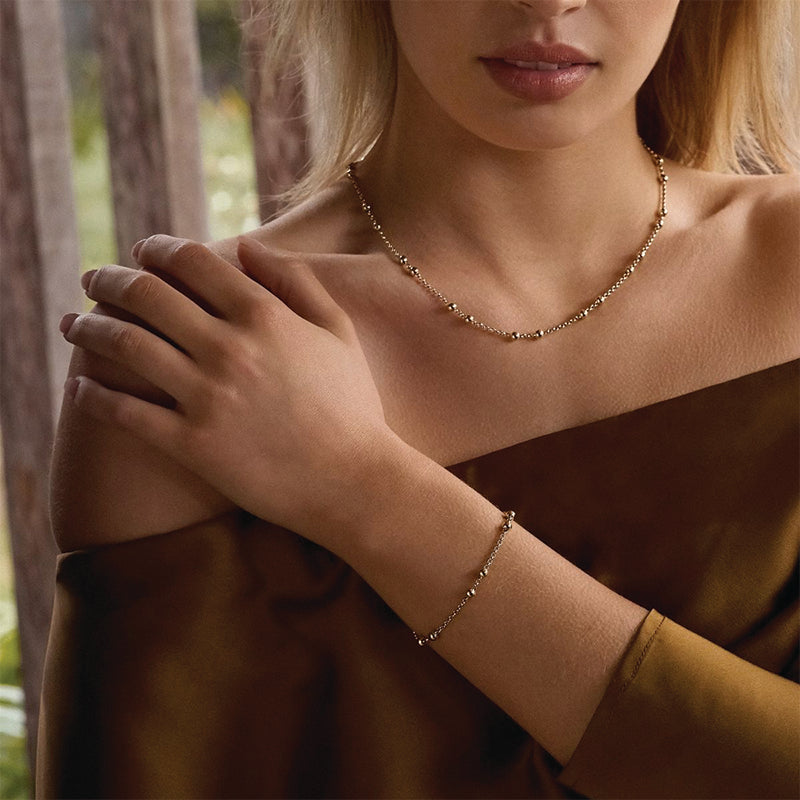 Premium Mattina Single Bracelet - Elegant Gold-Plated Chain with Dew Drops