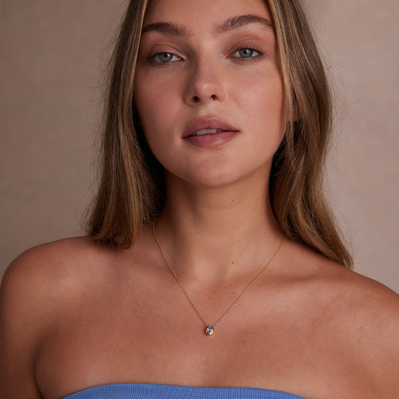 Premium March Aquamarine Birthstone Necklace - Ultimate Elegance