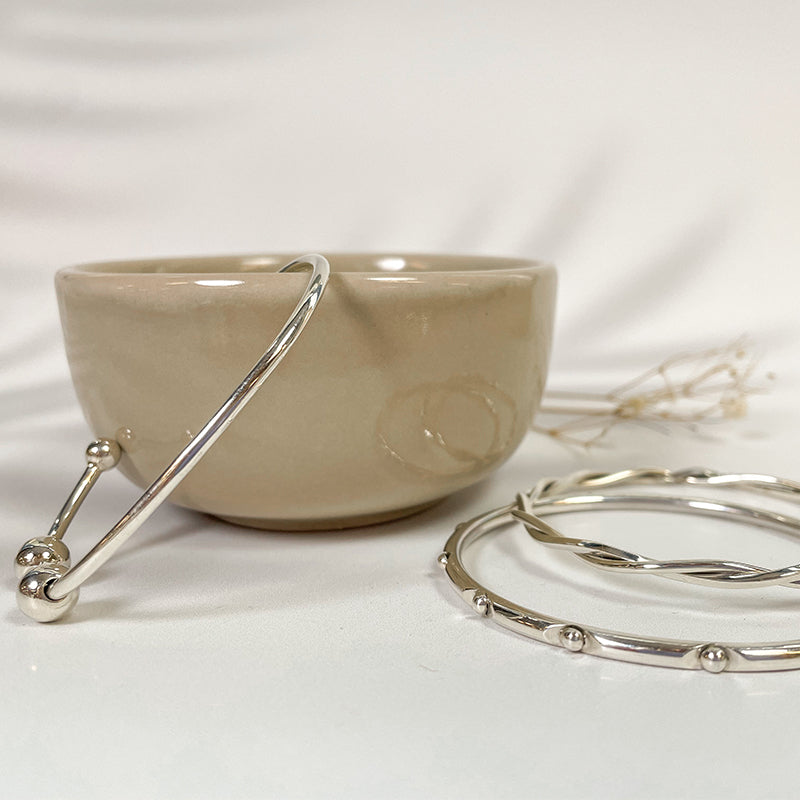 Premium Sterling Silver Studded Bangle