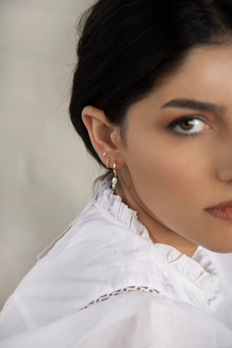 Premium Delicate Pearl Drop Huggie Earrings