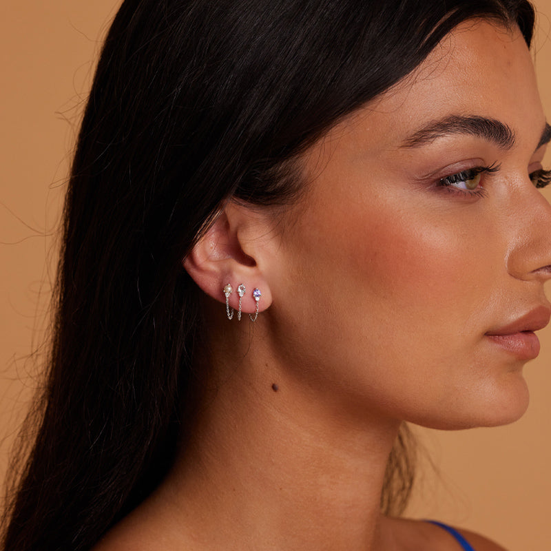 Premium June Pearl Birthstone Stud Earrings with CZ Accents