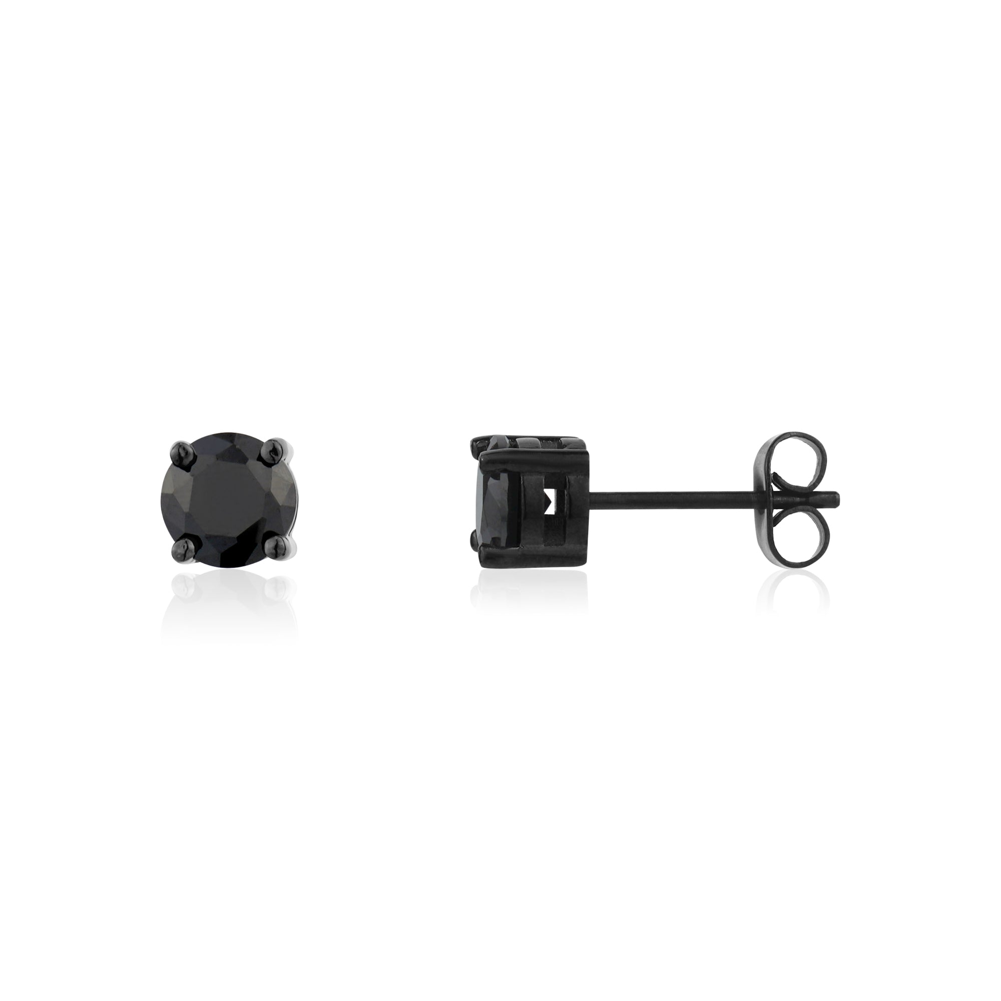 Premium Black Stone Stud Earrings | 6.5MM CZ Stones
