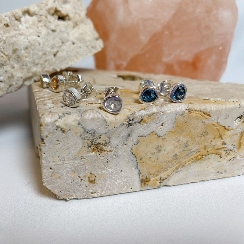 Premium Sterling Silver Celebration Studs with White Sapphire