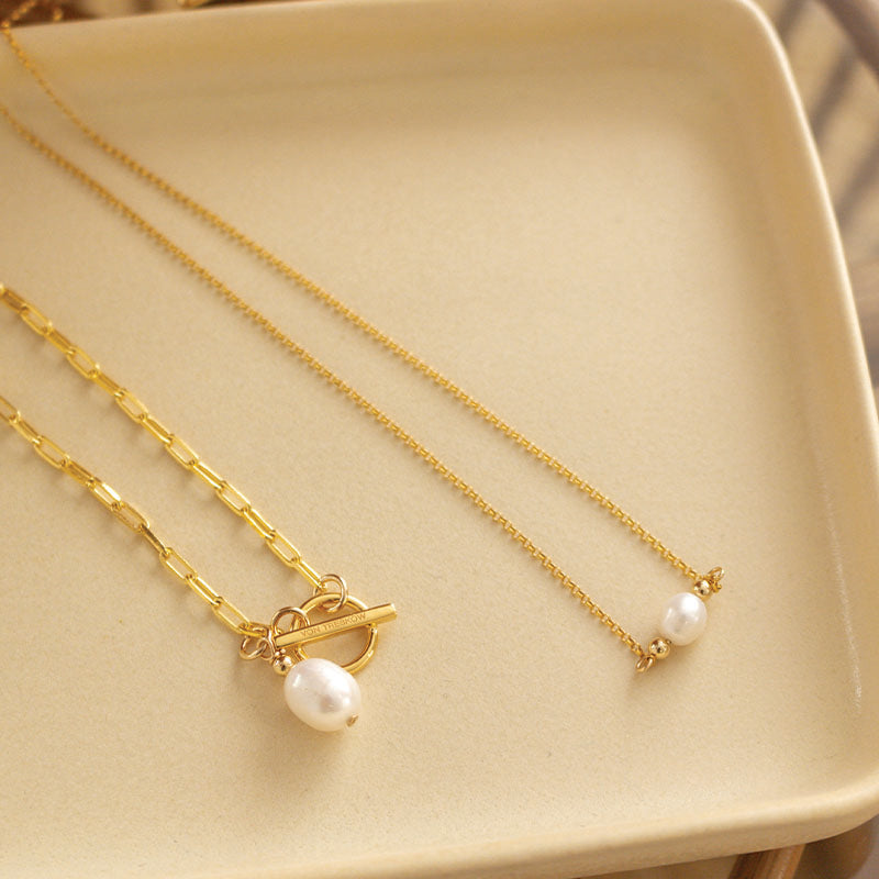 Premium Sterling Silver Clip Chain Bracelet with Freshwater Pearl