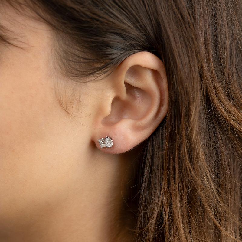Premium ASTER Emerald & Diamond Stud Earrings