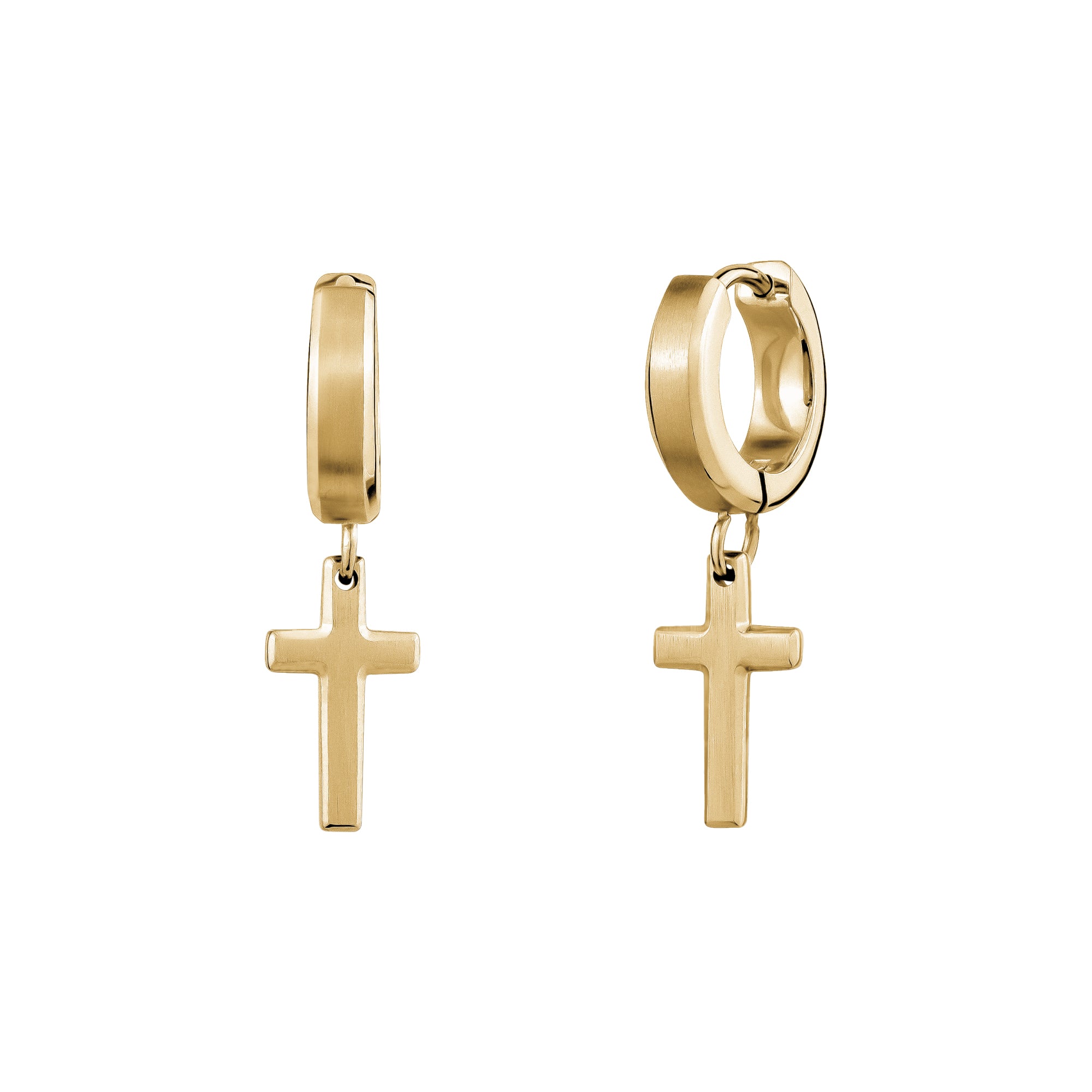 Premium Beveled Edge Cross Earrings - Timeless Elegance