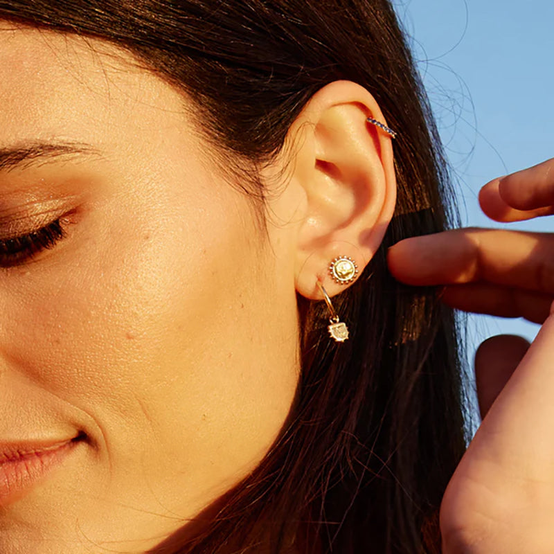 Premium Hamsa Hand Hoop Earrings with Sterling Silver