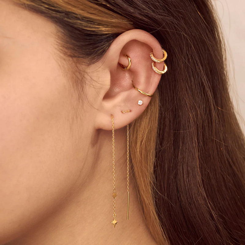 Premium Sparkles 18K Gold Micro Huggie Earrings