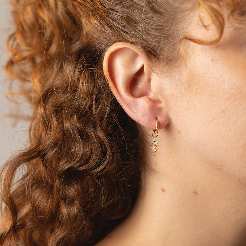 Premium Zirconia Drop Huggie Earrings - Timeless Elegance