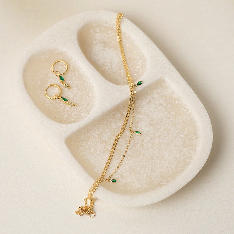 Premium Emerald Drop Huggies Earrings