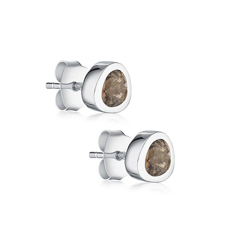 Premium Sterling Silver Smoky Quartz Celebration Studs