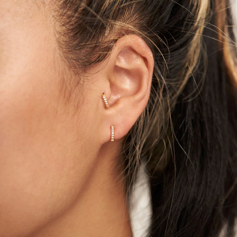 Premium Sparkles 18K Gold Micro Huggie Earrings