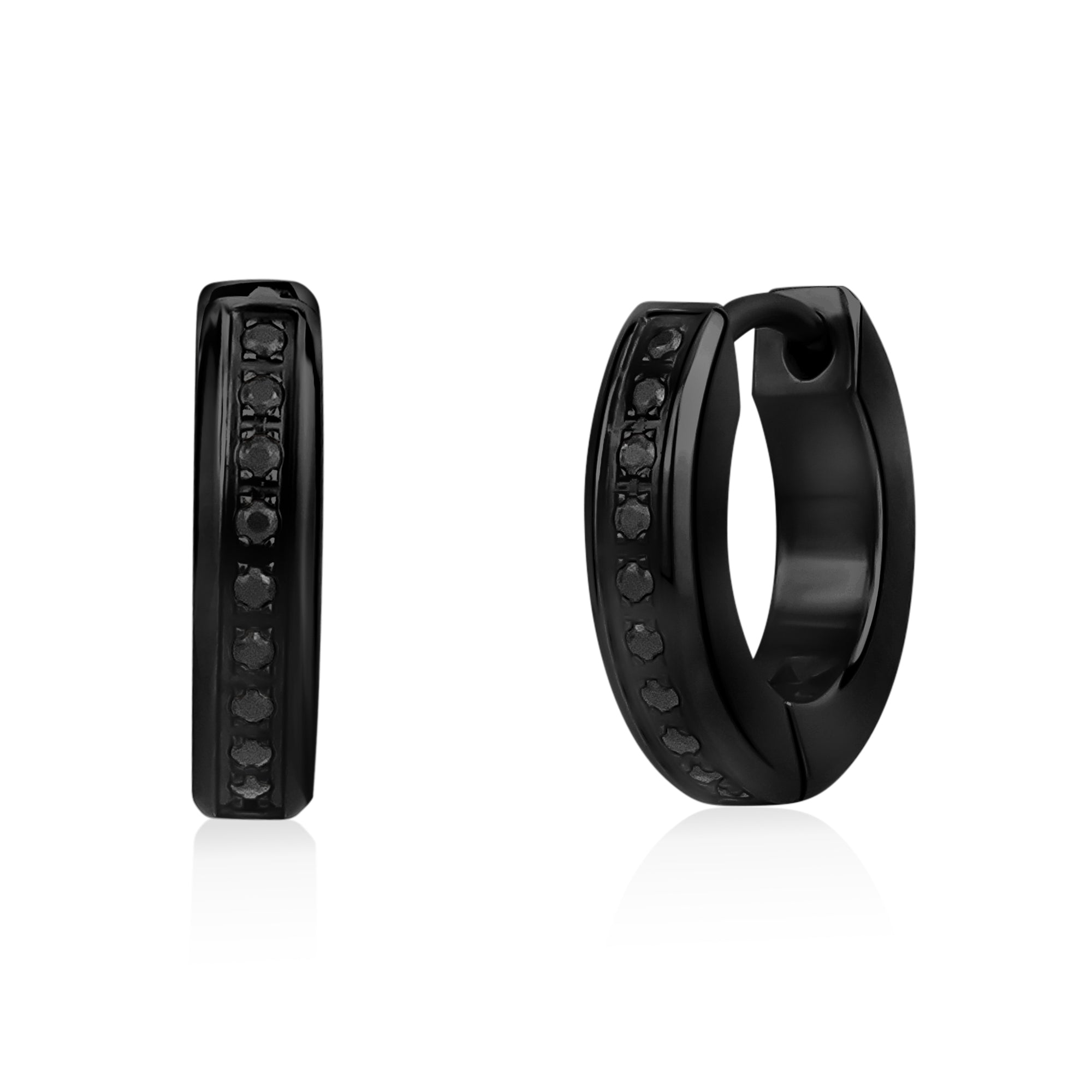Premium Black Cubic Zirconia Huggie Earrings