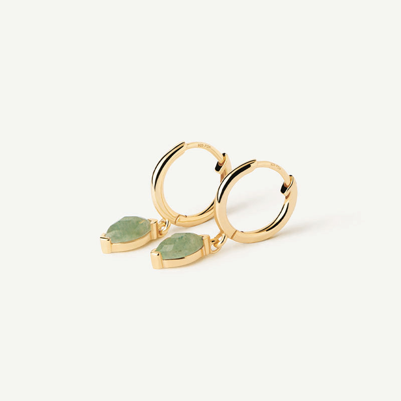 Premium Green Aventurine Nomad Hoops - Gold-Plated Elegance