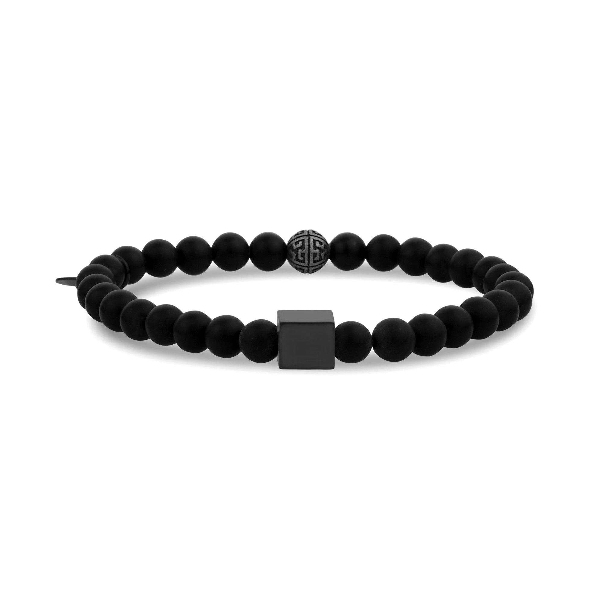Premium Matte Black Onyx Cube Bead Bracelet - Personalized Style