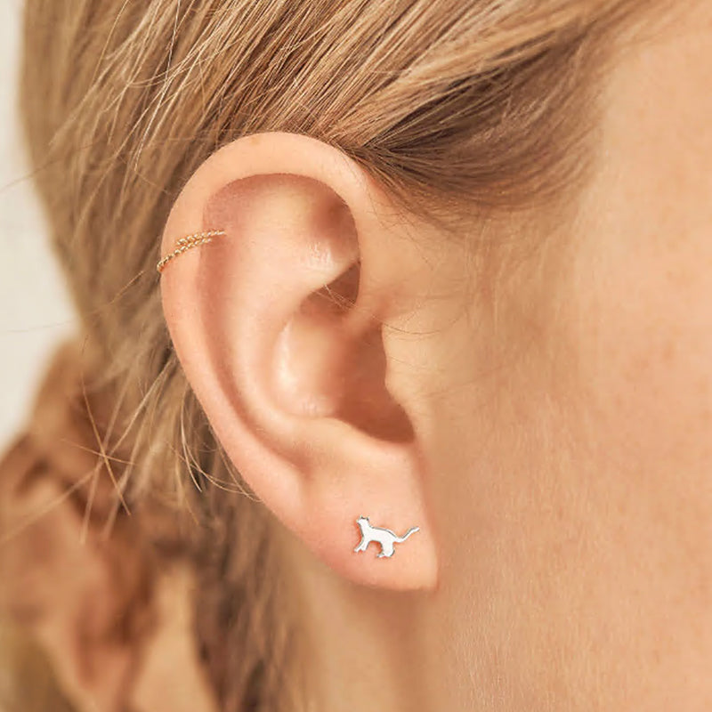 Premium Sterling Silver Cat Silhouette Stud Earrings