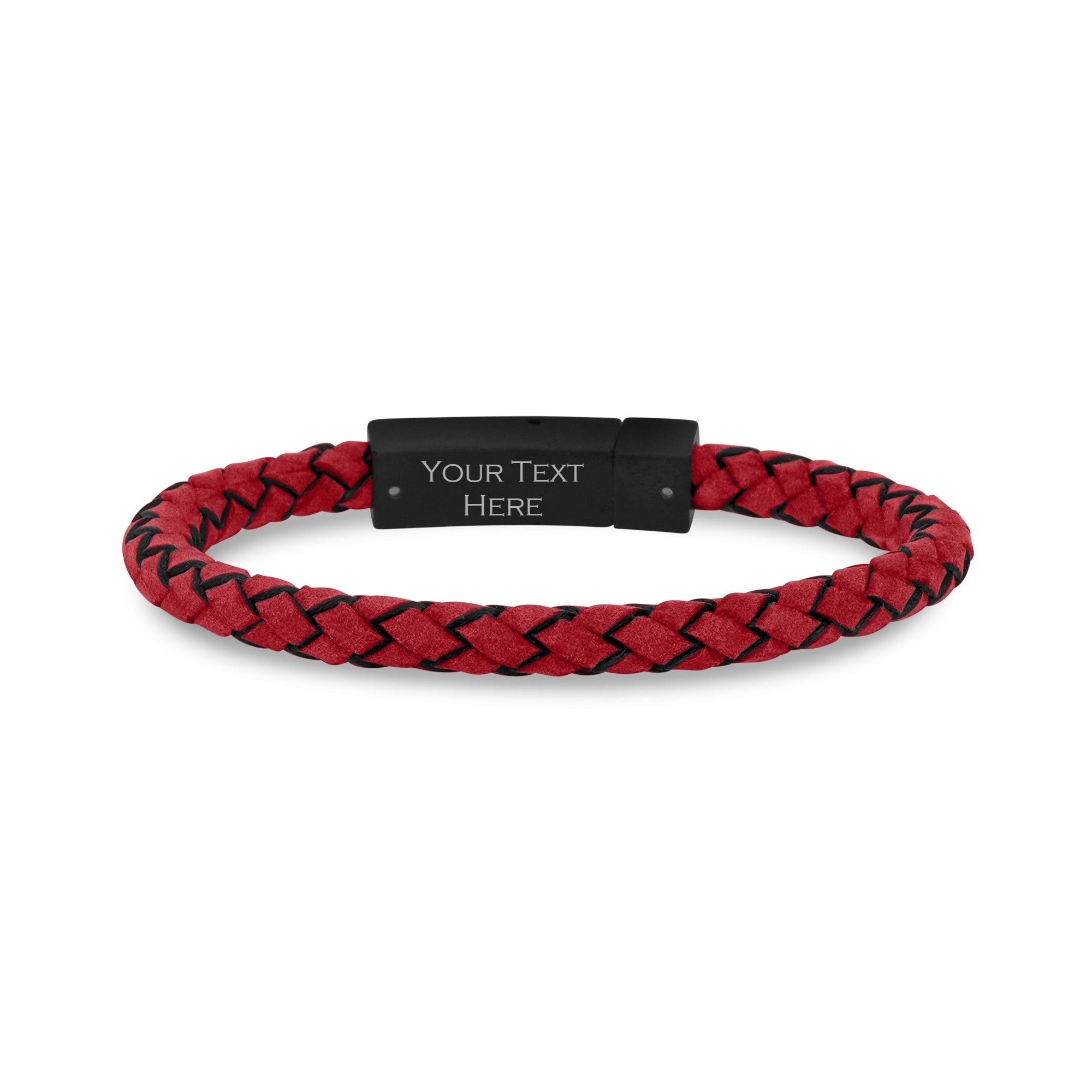 Premium Red Leather Bracelet | 6MM Slim Fit | Personalized Engraving