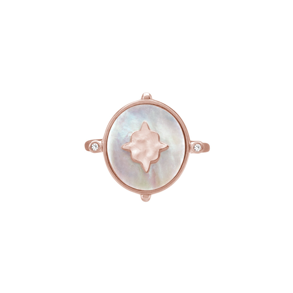 Premium Temple Moon Ring - Rose Gold & Mother of Pearl