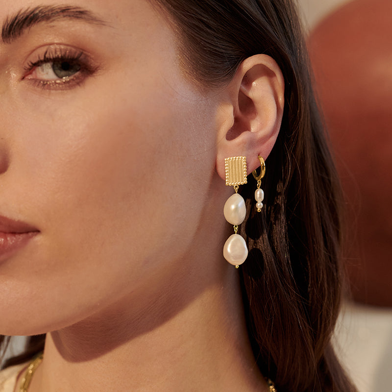 Ultimate Aphrodite Goddess Hanging Pearl Earrings - Premium Baroque Pearl Drop Design