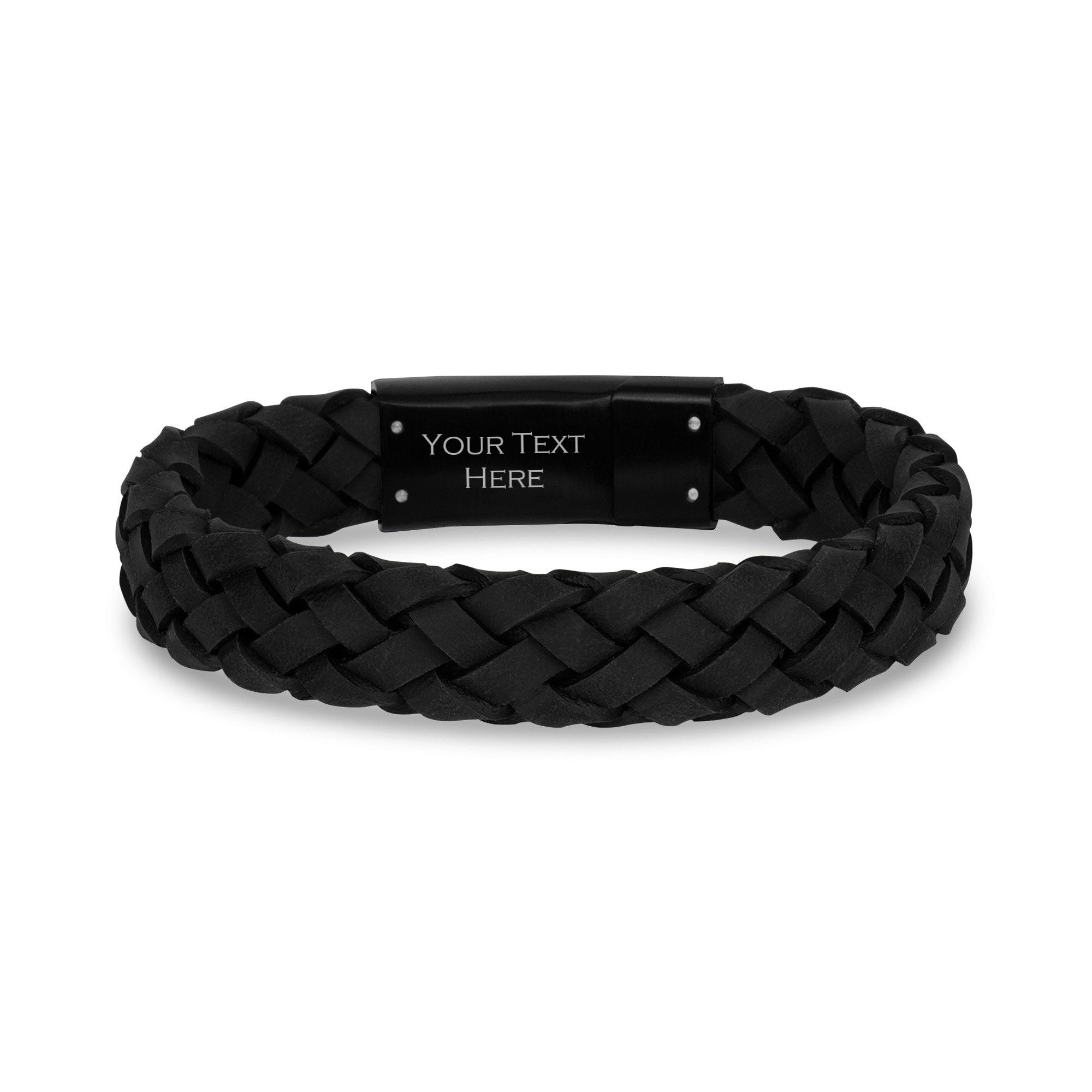 Premium 12mm Matte Black Leather Bracelet for Men